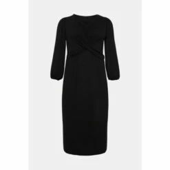 Wallis Curve Plain Black Twist Front Jersey Dress For Female -Cheap Wallis Store unnamed file 2766