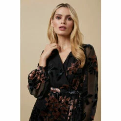 Wallis Floral Devore Wrap Midi Dress For Female -Cheap Wallis Store unnamed file 2784