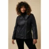 Wallis Curve Black Faux Leather Biker Jacket For Female