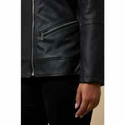 Wallis Curve Black Faux Leather Biker Jacket For Female -Cheap Wallis Store unnamed file 2874