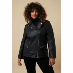 Wallis Curve Black Faux Leather Biker Jacket For Female -Cheap Wallis Store unnamed file 2875