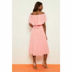 Wallis Coral Dobby Off-shoulder Belted Midi Dress For Female -Cheap Wallis Store unnamed file 2878