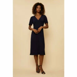 Wallis Navy Angel Sleeve Jersey Midi Dress For Female