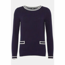 Wallis Navy Tipped Crew Neck Jumper For Female -Cheap Wallis Store unnamed file 2919
