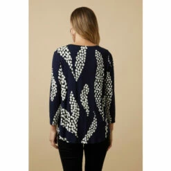 Wallis Navy Spot Palm Print Key Hole Tie Front Jersey Top For Female -Cheap Wallis Store unnamed file 2923