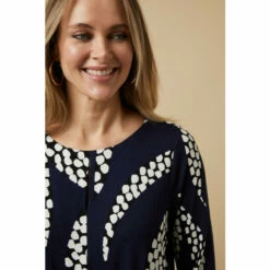 Wallis Navy Spot Palm Print Key Hole Tie Front Jersey Top For Female -Cheap Wallis Store unnamed file 2924