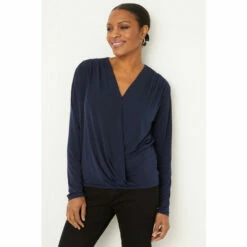 Wallis Navy Jersey Wrap Top For Female -Cheap Wallis Store unnamed file 294