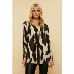 Wallis Contrast Zebra V Neck Jumper For Female