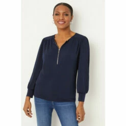 Wallis Navy Zip Jersey Top For Female -Cheap Wallis Store unnamed file 298