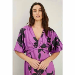 Wallis Purple Shadow Floral Knot Front Dress For Female -Cheap Wallis Store unnamed file 3015