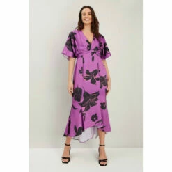Wallis Purple Shadow Floral Knot Front Dress For Female -Cheap Wallis Store unnamed file 3017