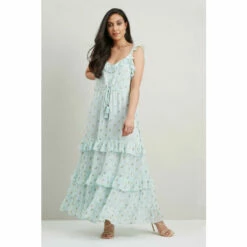 Wallis Petite Metallic Dobby Ruffle Midi Dress For Female -Cheap Wallis Store unnamed file 3023