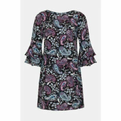 Wallis Blue Paisley Slash Neck Shift Dress For Female -Cheap Wallis Store unnamed file 3039