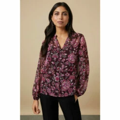Wallis Berry Floral Frill Sleeve Button Down Blouse For Female -Cheap Wallis Store unnamed file 3046