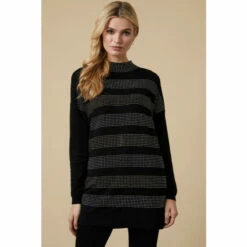 Wallis Striped Hotfix Black Tunic For Female -Cheap Wallis Store unnamed file 3052