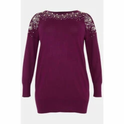 Wallis Curve Berry Embellished Cold Shoulder Tunic For Female -Cheap Wallis Store unnamed file 3092