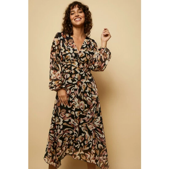 Wallis Animal Glitter Stripe Twist Front Midi Dress For Female 8 Wallis Animal Glitter Stripe Twist Front Midi Dress For Female - Image 6