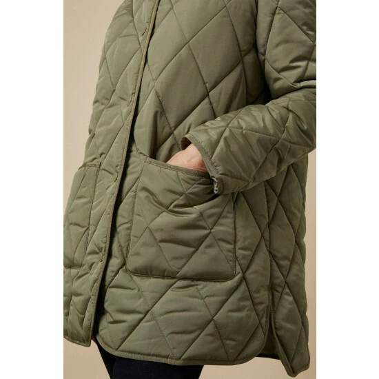 Wallis Sage Lightweight Quilted Collarless Coat For Female 6 Wallis Sage Lightweight Quilted Collarless Coat For Female - Image 4
