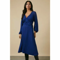Wallis Navy Jersey Gathered Waist Dress For Female