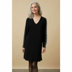 Wallis Petite Sequin Insert V Neck Shift Dress For Female