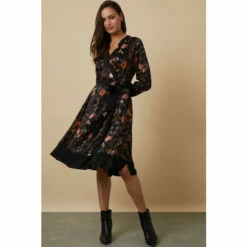 Wallis Black Floral Satin Wrap Dress For Female 13 Wallis Black Floral Satin Wrap Dress For Female -Cheap Wallis Store unnamed file 3206