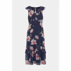 Wallis Tall Navy Floral Ruffle Midi Dress For Female -Cheap Wallis Store unnamed file 3217