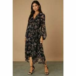 Wallis Floral Twist Front Midi Dress For Female