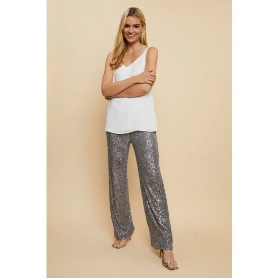 Wallis Grey Sequin Straight Leg Trousers For Female 9 Wallis Grey Sequin Straight Leg Trousers For Female - Image 7