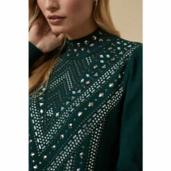 Wallis Green Statement Crystal High Neck Jumper For Female -Cheap Wallis Store unnamed file 3257