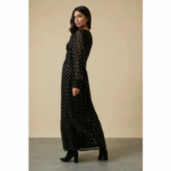 Wallis Tall Black Spot Foil Shirred Midi Dress For Female -Cheap Wallis Store unnamed file 3276