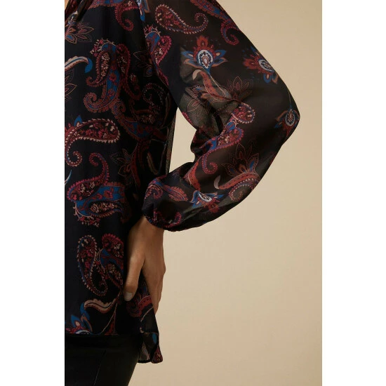 Wallis Black Paisley Floral Lace Trim Detail Blouse For Female 6 Wallis Black Paisley Floral Lace Trim Detail Blouse For Female - Image 4