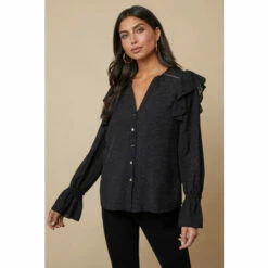 Wallis Black Animal Jacquard Trim Blouse For Female