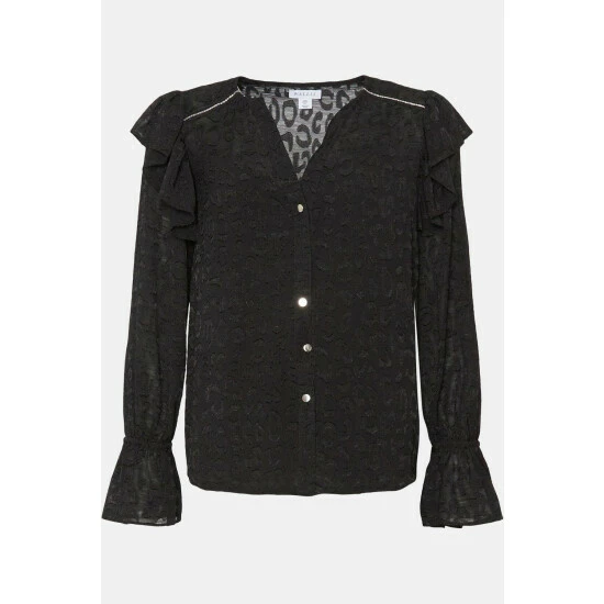 Wallis Black Animal Jacquard Trim Blouse For Female 7 Wallis Black Animal Jacquard Trim Blouse For Female - Image 5