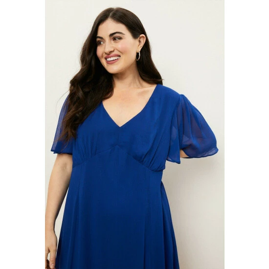 Wallis Curve Cobalt Chiffon Tea Dress For Female 6 Wallis Curve Cobalt Chiffon Tea Dress For Female - Image 4
