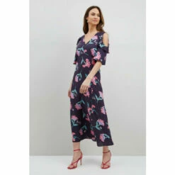 Wallis Tall Floral Printed Cold Shoulder Dress For Female