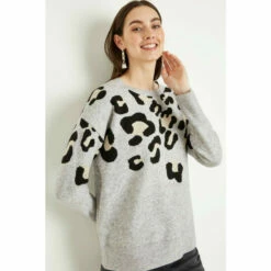 Wallis Grey Animal Metallic Jumper For Female -Cheap Wallis Store unnamed file 3366