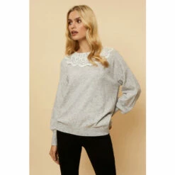 Wallis Contrast Lace Necklace Trim Jumper For Female -Cheap Wallis Store unnamed file 3375
