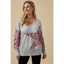 Wallis Petite Animal Star Crew Neck Jumper For Female