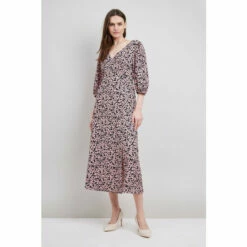 Wallis Blush Pebble Button Front Jersey Midi Dress For Female