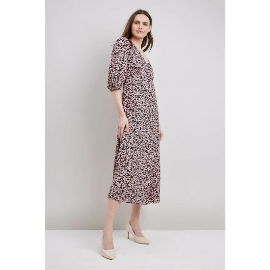 Wallis Blush Pebble Button Front Jersey Midi Dress For Female 4 Wallis Blush Pebble Button Front Jersey Midi Dress For Female - Image 2