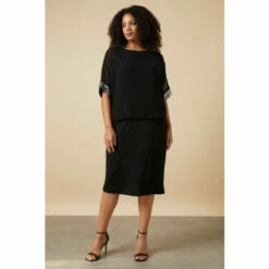 Wallis Curve Sequin Trim Sleeve Overlayer Dress For Female -Cheap Wallis Store unnamed file 3392