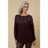 Wallis Tall Berry Linear Crystal Crew Neck Jumper For Female