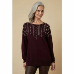 Wallis Tall Berry Linear Crystal Crew Neck Jumper For Female -Cheap Wallis Store unnamed file 3426