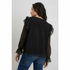 Wallis Petite Flocked Star Print Ruffle Top For Female -Cheap Wallis Store unnamed file 3429