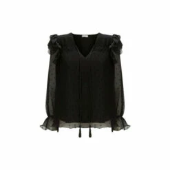 Wallis Petite Flocked Star Print Ruffle Top For Female -Cheap Wallis Store unnamed file 3431