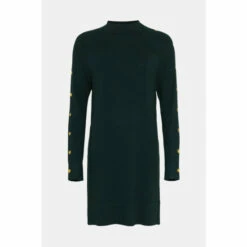 Wallis Tall Green Button Detail Funnel Knitted Tunic For Female -Cheap Wallis Store unnamed file 3459