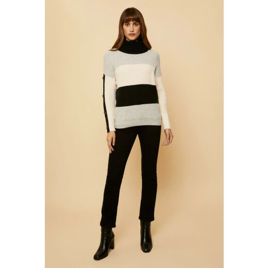 Wallis Stone Cowl Neck Block Striped Jumper For Female 4 Wallis Stone Cowl Neck Block Striped Jumper For Female - Image 2