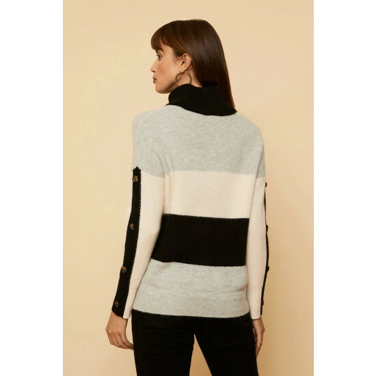 Wallis Stone Cowl Neck Block Striped Jumper For Female 5 Wallis Stone Cowl Neck Block Striped Jumper For Female - Image 3