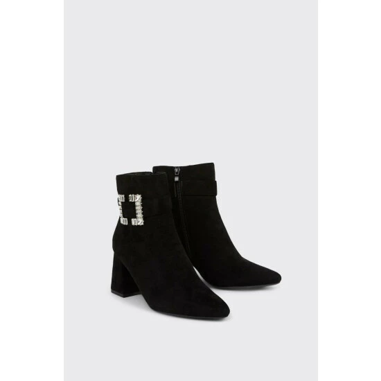 Wallis Alia Jewelled Buckle Block Heel Ankle Boots For Female 6 Wallis Alia Jewelled Buckle Block Heel Ankle Boots For Female - Image 4