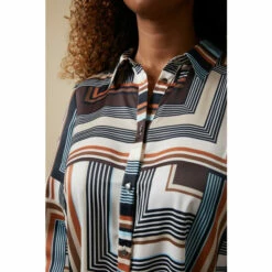 Wallis Geo Satin High Low Hem Shirt For Female -Cheap Wallis Store unnamed file 349